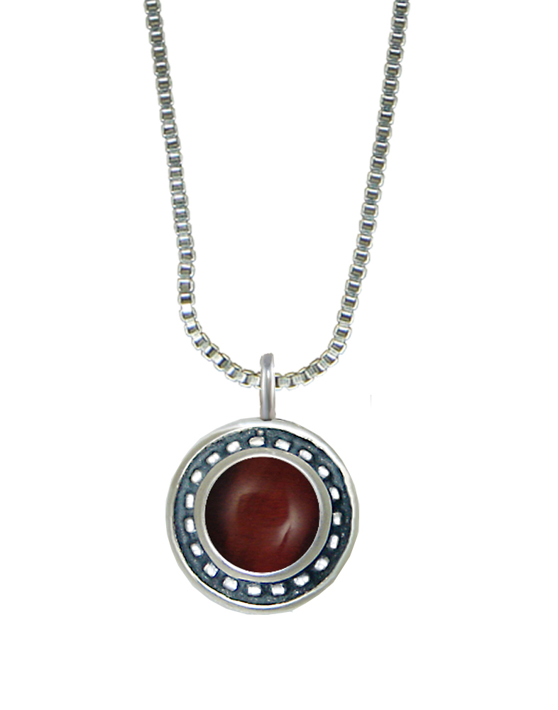 Sterling Silver Little Red Tiger Eye Pendant Necklace